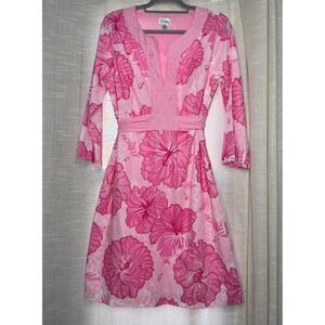 Lilly Pulitzer Pink Floral Midi Dress - 100% Cotton